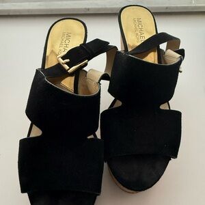 Michael Kors Black Sandals with Gold Buckle